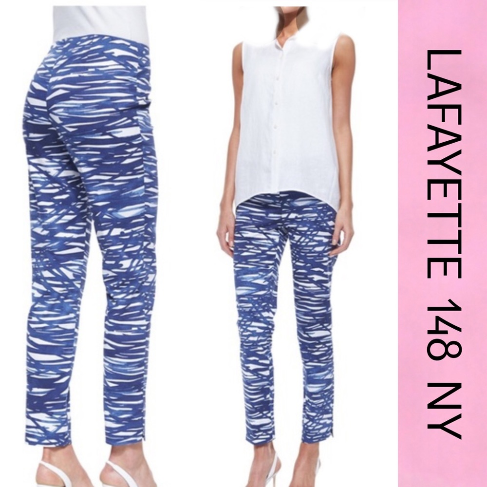 LAFAYETTE 148 NY “Stanton” Blue Pattern Pants 6